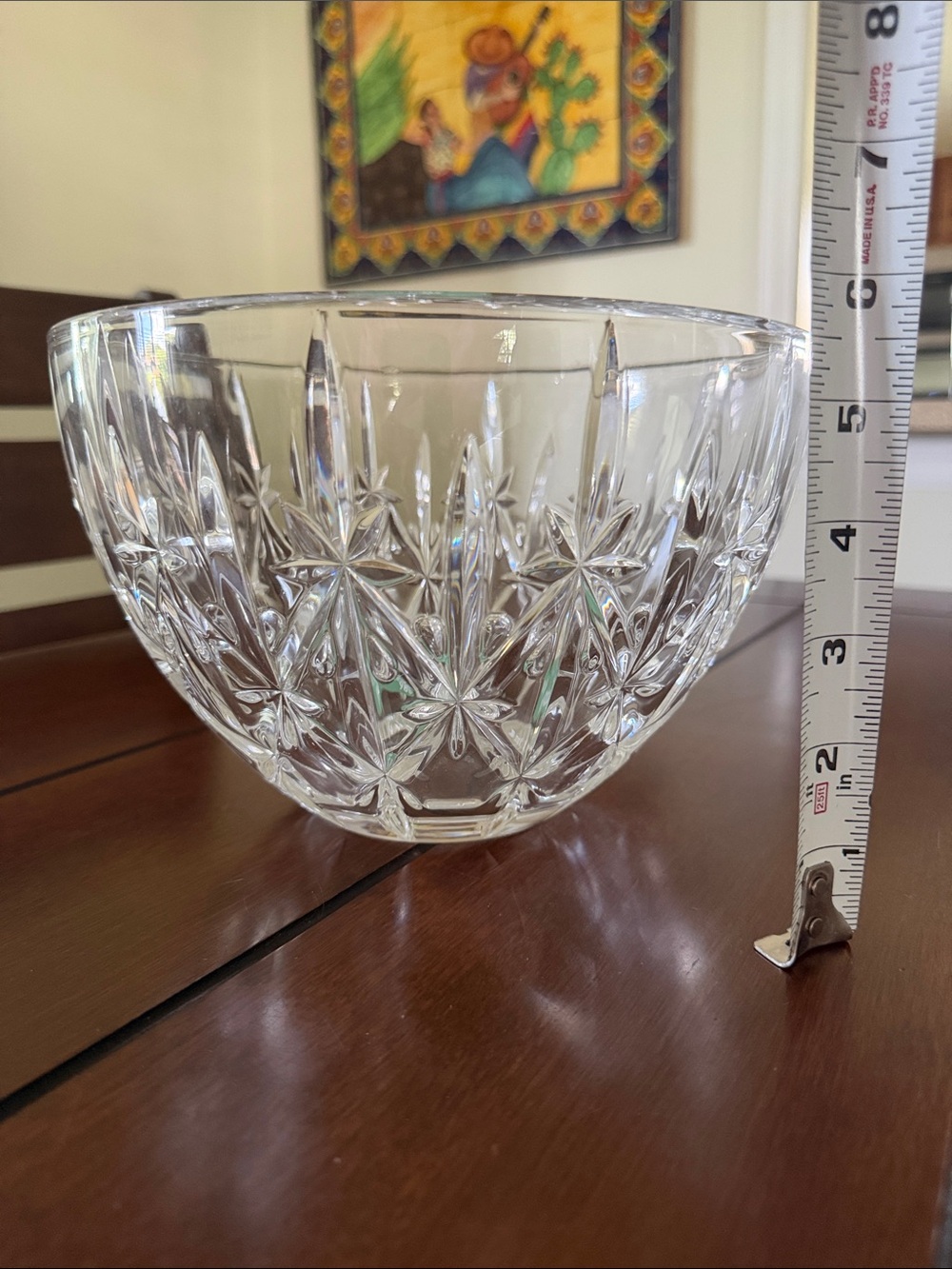 Cut Crystal Pattern Glass Serving Bowl - Clear Kristallglas, Germany 24% lead
